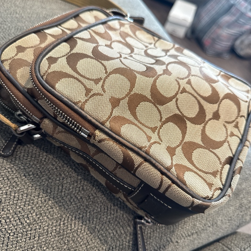 Coach Brown & Cream Signature Canvas Messenger Bag
